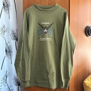 Vintage Fergus Scottish Festival & Highland Games Olive Green Long Sleeve L